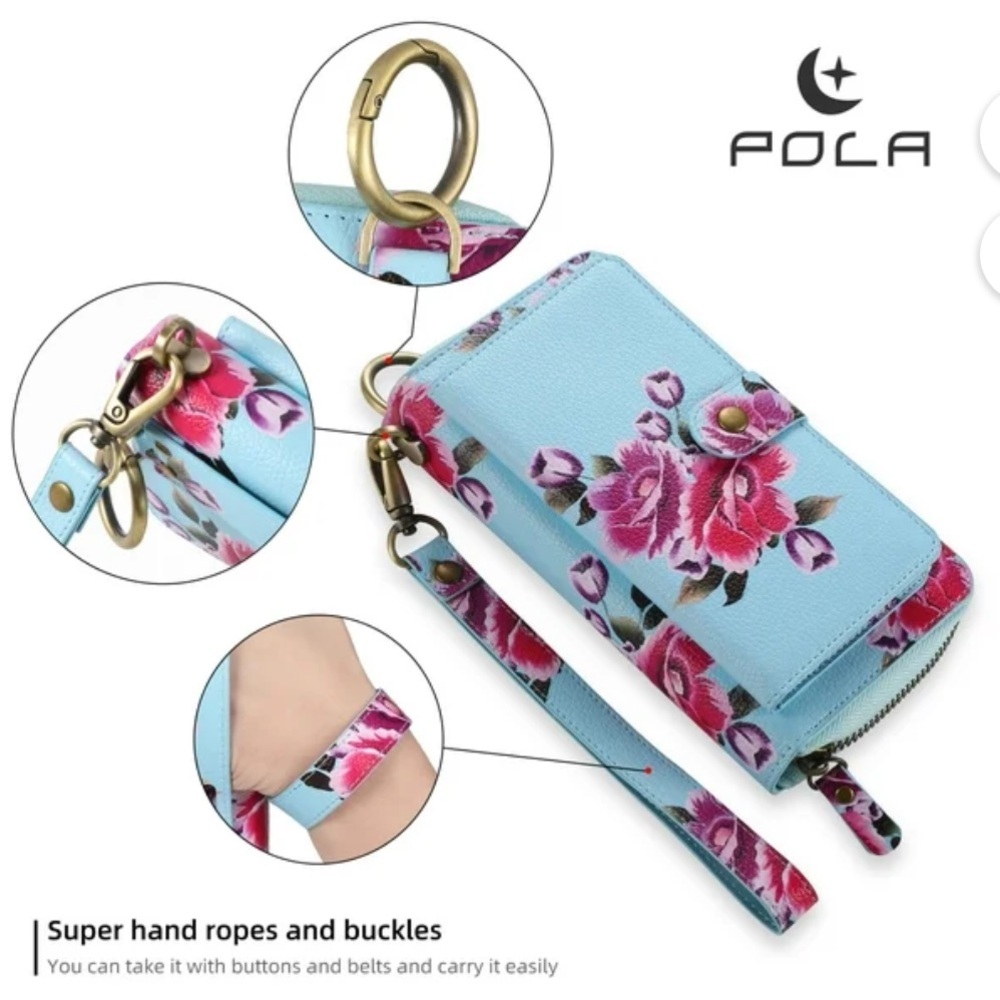 RFID Sky Blue Floral Wallet Case - Picture 6 of 14